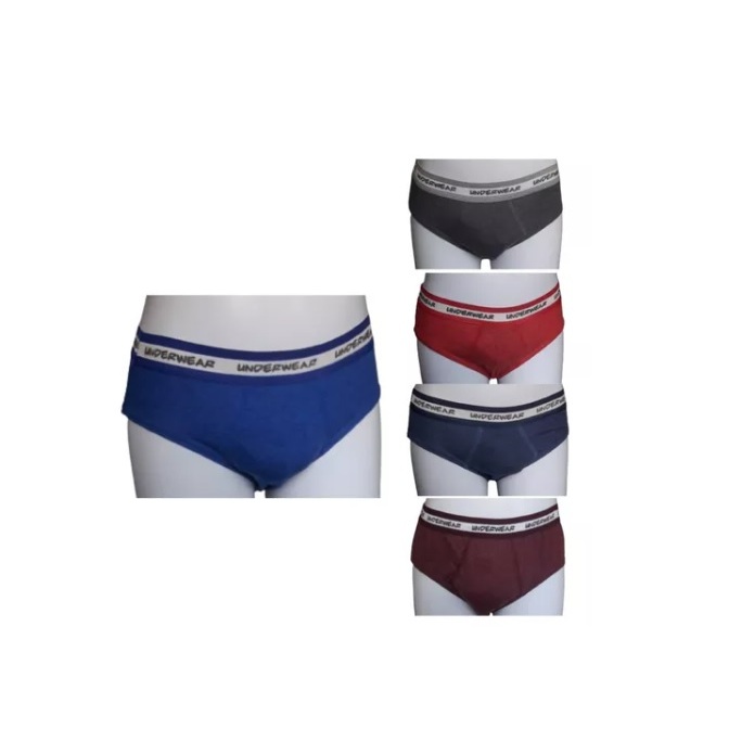 Kit com 03 cuecas infantil algodão modelo básico cores sortidas menino desfralde