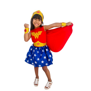 Fantasia Infantil Mulher Maravilha Com Acessórios Festas em Oferta na Shopee