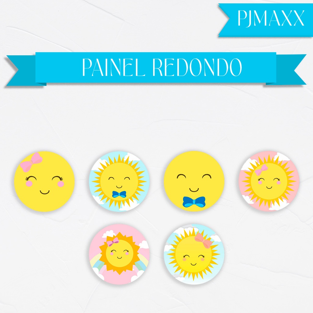 Capa Para Painel Redondo Tema Raio de Sol Sorriso Decoração Festa Aniversario Malha Sublimada em Oferta na Shopee
