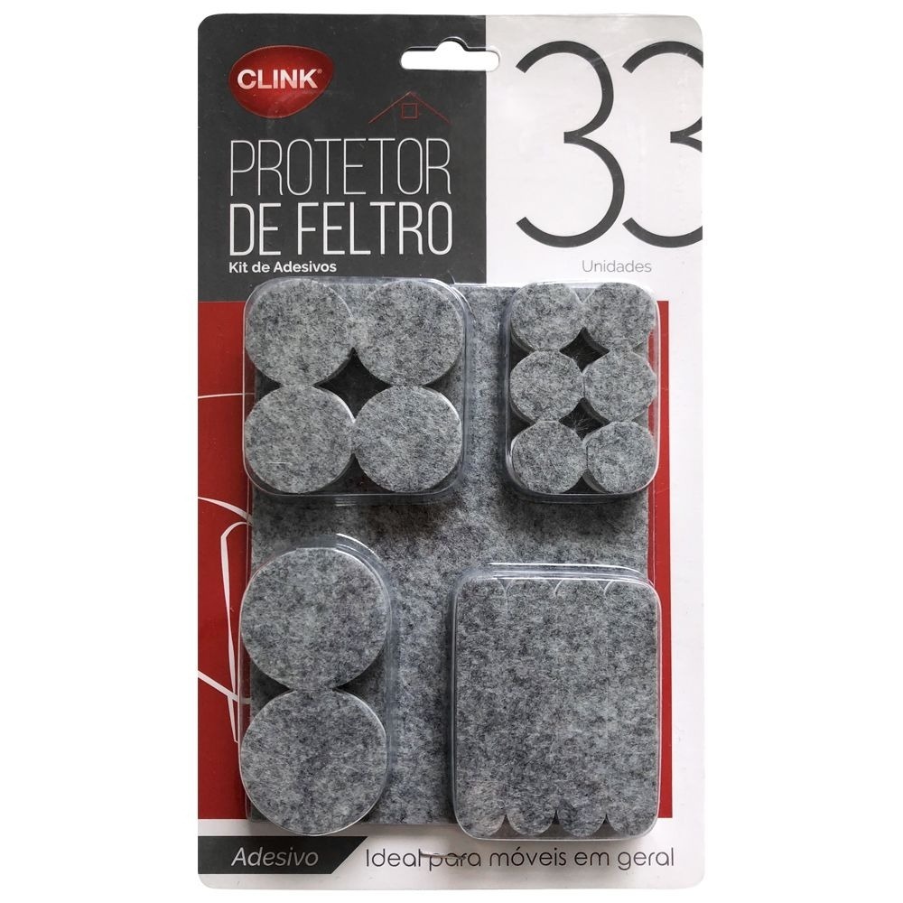 Kit 33 Peças Protetor Adesivo de Feltro – Para Móveis, Pés de Mesas, Cadeiras e Camas - Clink