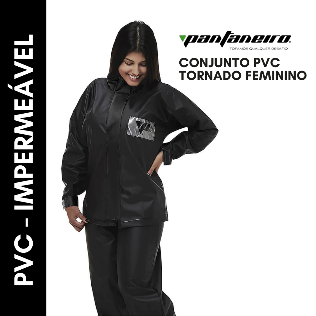 Capa De Chuva Motoqueiro Feminino Pvc  Com Gola