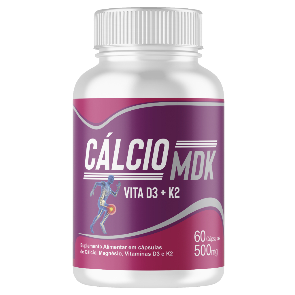 60 Caps Vitamina K2 + Vitamina D3 500mg Cálcio MDK