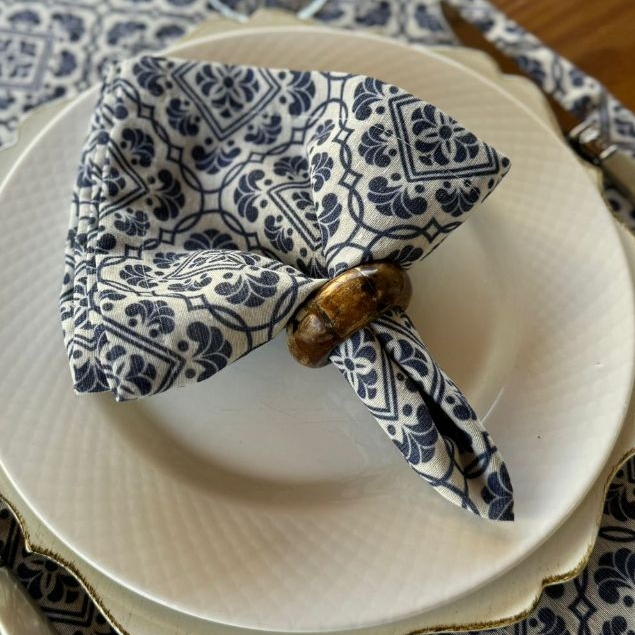 Kit 4 guardanapos Linho Misto Estampado 42 x 42 cm para Mesaposta