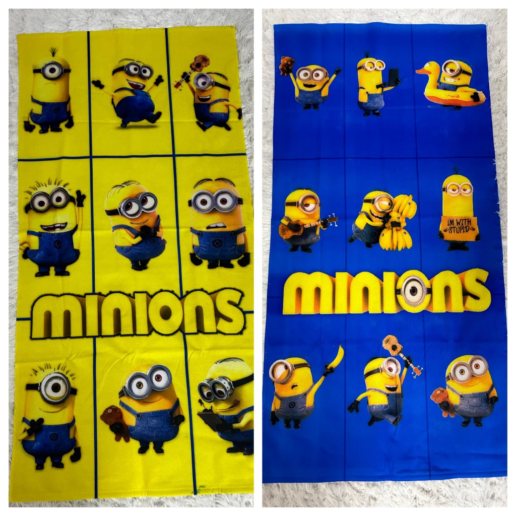 Toalha de Banho Praia Infantil Unissex 70x140cm Algodão Alta Absorção Estampada Macia Minions