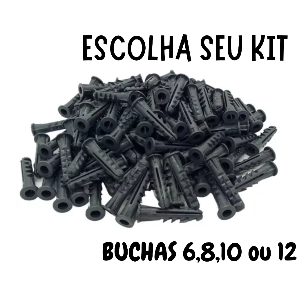 Kit Bucha Construção com Anel para Fixação Parafuso 6, 8, 10 ou 12