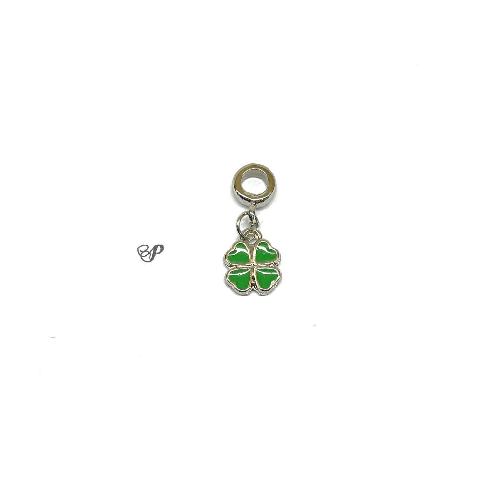 Berloque charm trevo pendurado verde/ estilo pandora vivara life