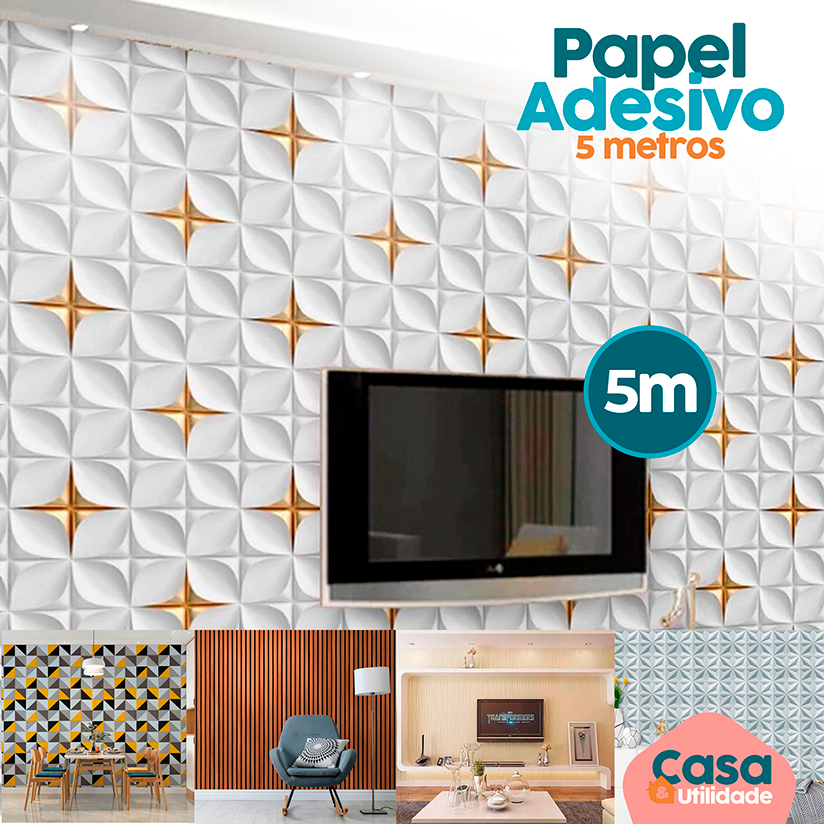 Papel Auto Adesivo De Parede Decorativo Tipo Madeira Gesso Ripado Lavável 45Cm x 5M