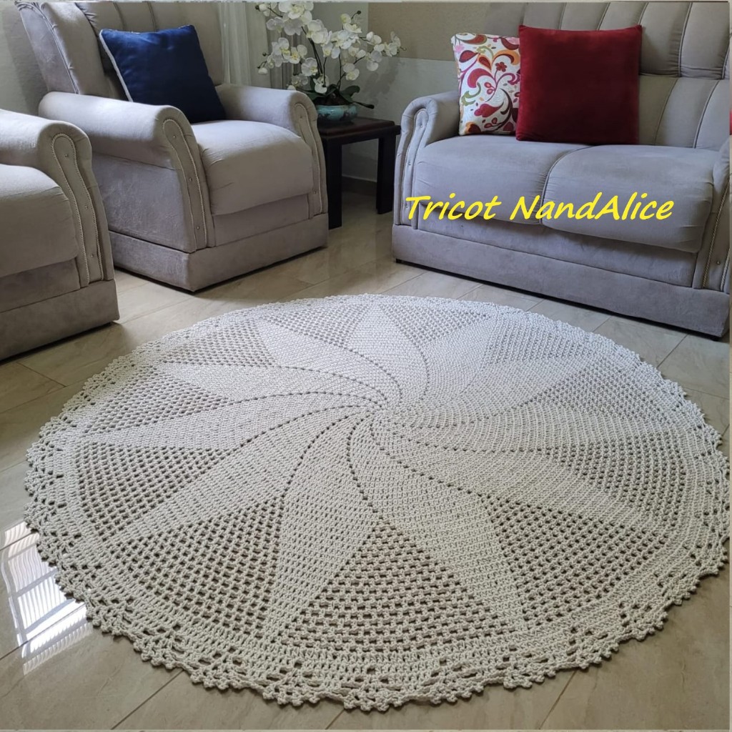 Tapete Redondo Extra Cru 1.50m, Para Copa/Sala/Quarto. Produto 100% Artesanalmente