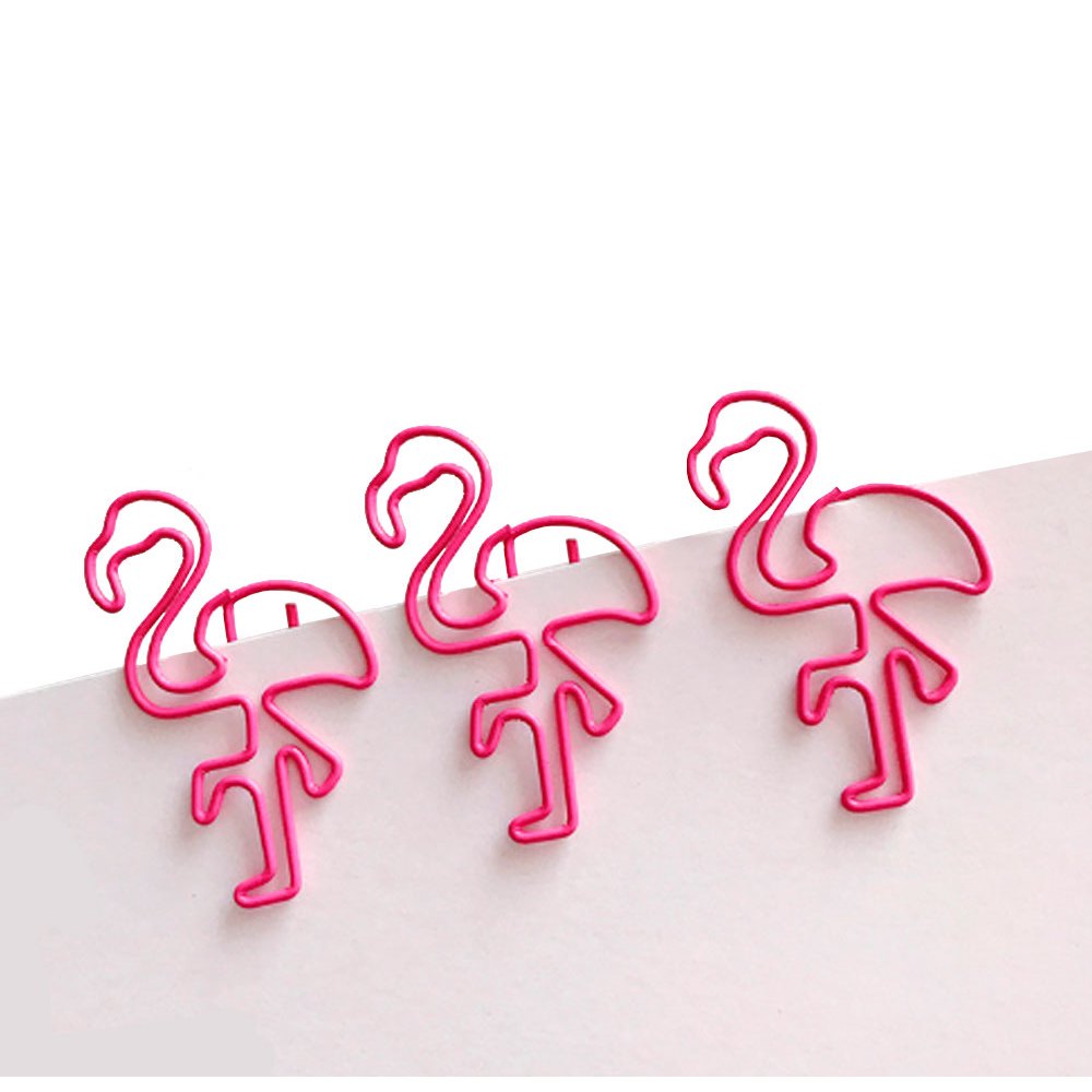 Kit 4 Clips Flamingo Rosa - 6 unidades - Flaminco - Páscoa - Prendedor - Clip Fofo de Papel - Bichinho - Papelaria - Pássaro