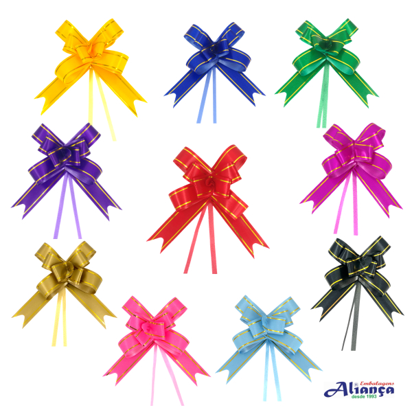 100 Laço Fácil MÉDIO 18mm x 35cm Laço Mágico para presente