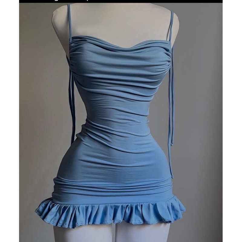 Vestido feminino curto Suplex premium empina bumbum (BABADO) em Oferta na Shopee