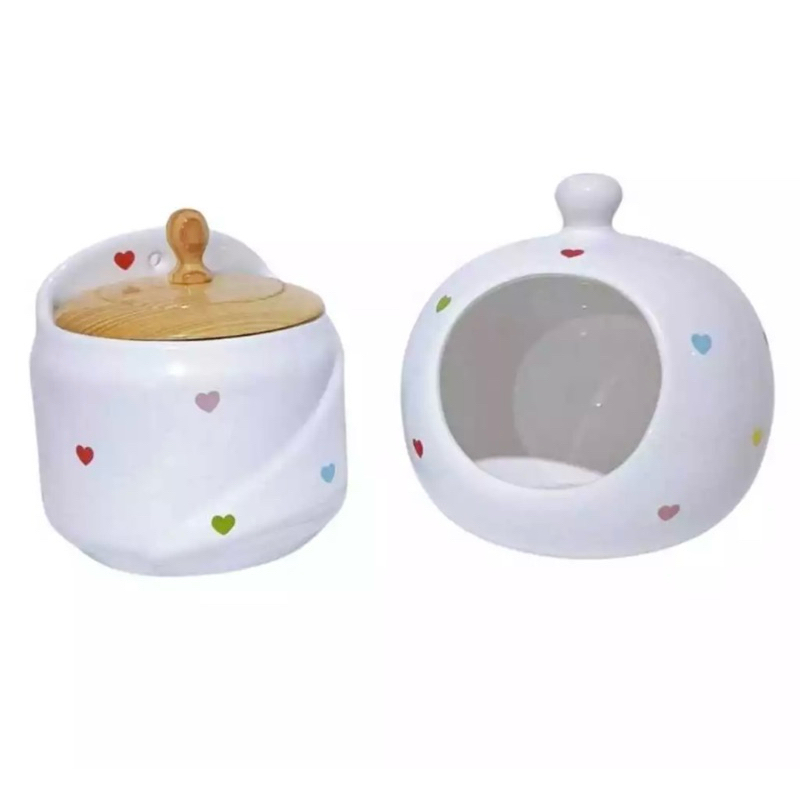 Kit Saleiro e Porta Cebola Alho em Cerâmica Poá Coração em Oferta na Shopee