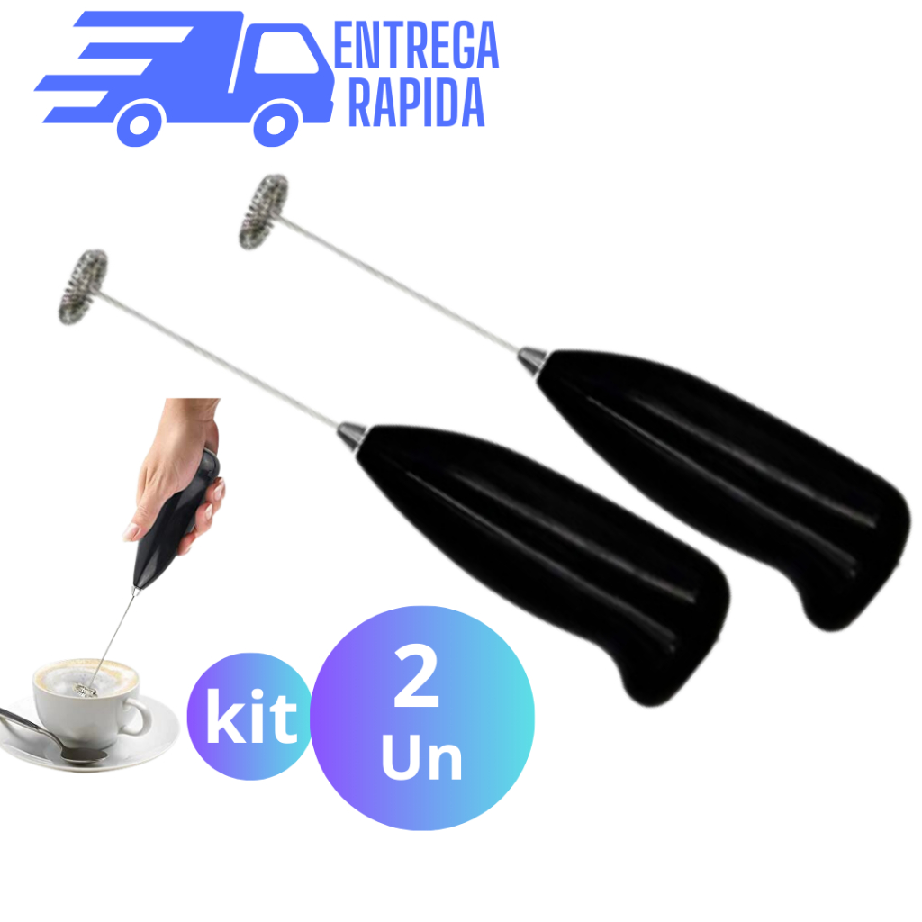 Kit 2 Mini Mixer Elétrico Inox Misturador Batedor Elétrico para Claras de Ovos Shake Bebidas Mixer Portatil
