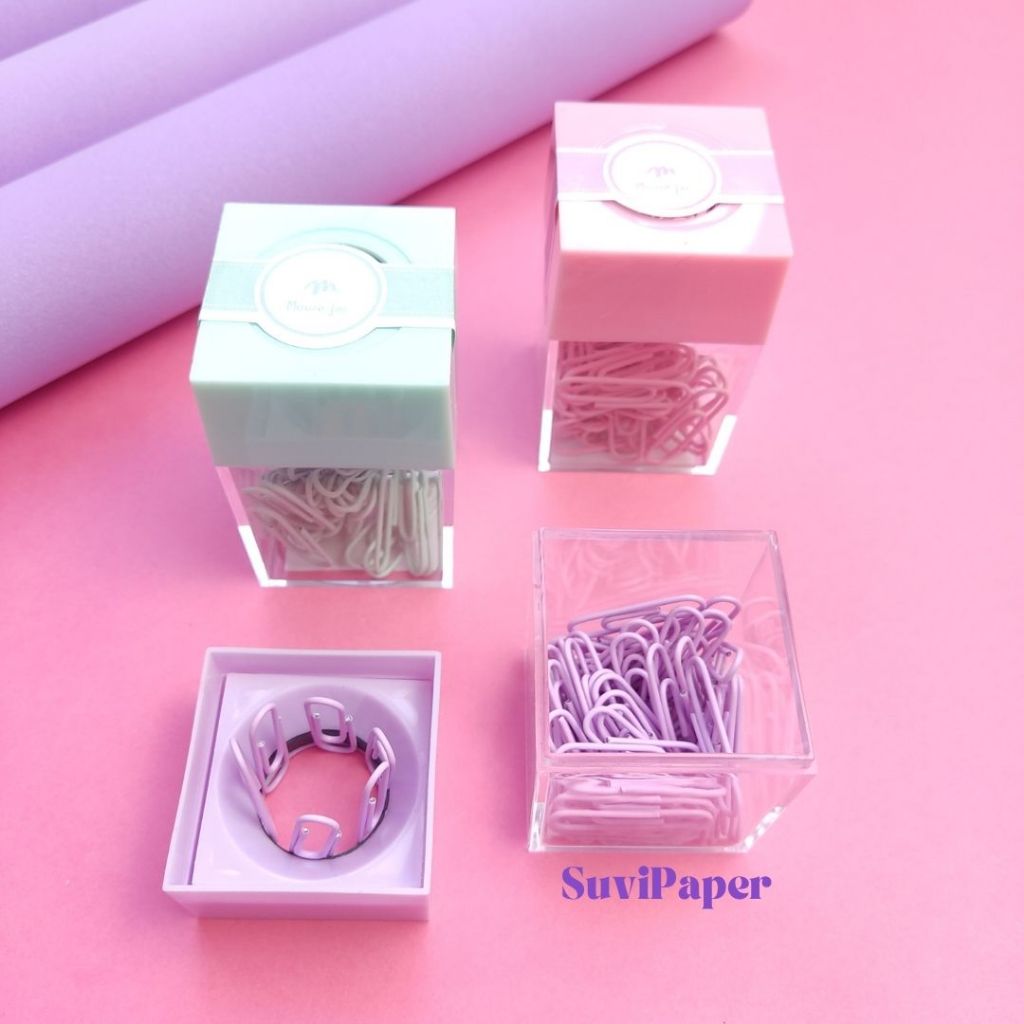 Clips de Papel Cores Pastel Caixa com Imã com 60 Unidades - Feito de Metal Caixa Magnética