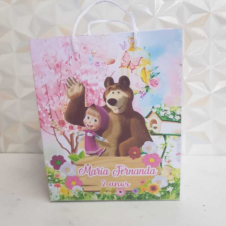 Sacolinhas de Papel Personalizadas no tema Masha e o urso mod 2 - Papel 180g