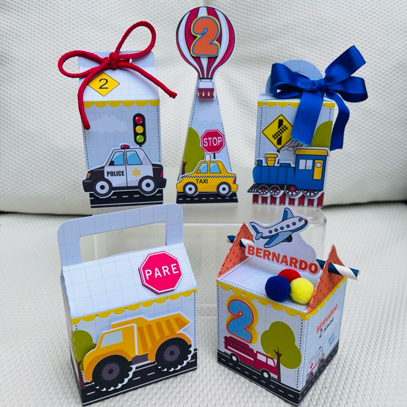Caixinha Lembrancinha Personalizada Meio Transporte Carrinho Kit 10 unidades
