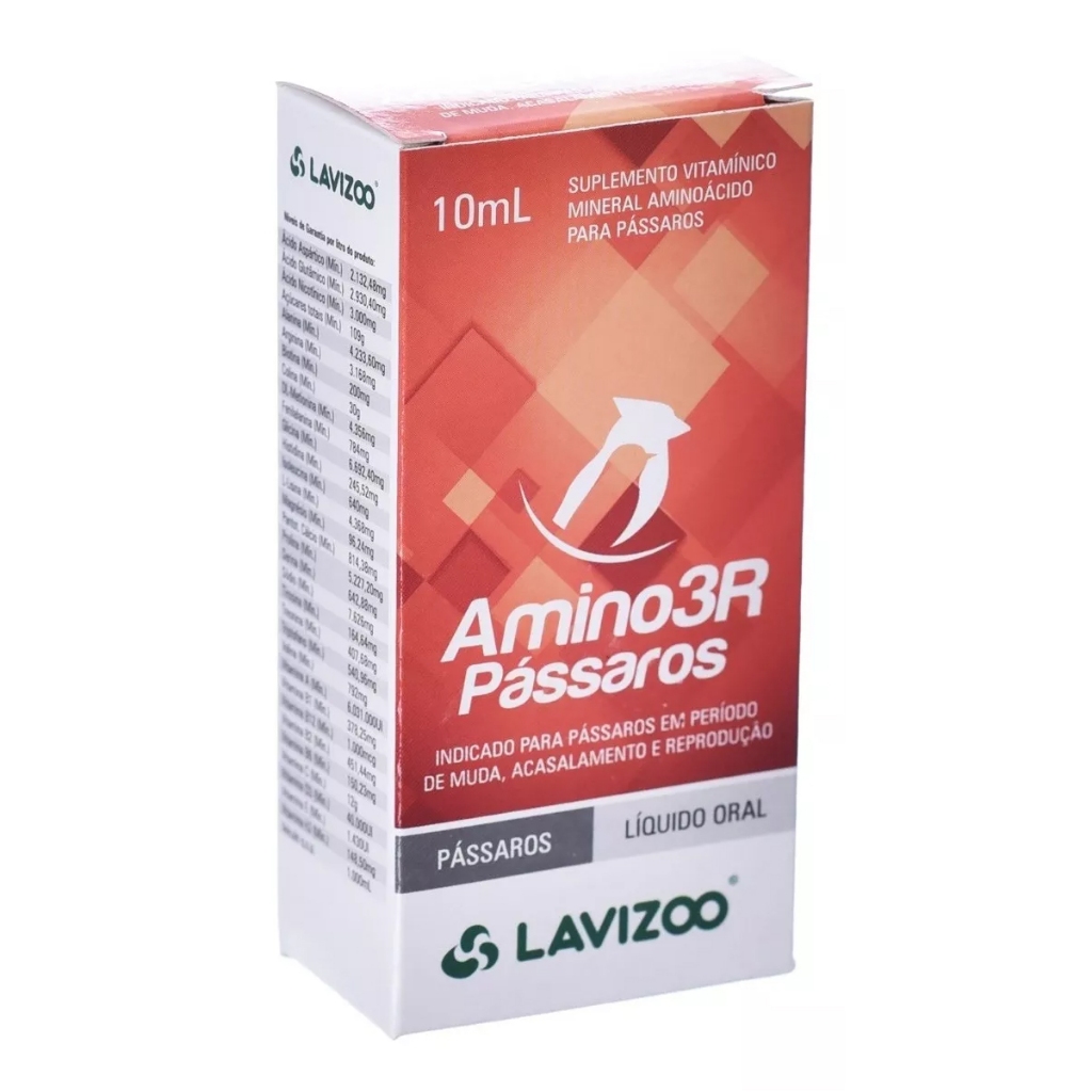 Amino 3r Pássaros 10ml Lavizoo Suplemento Vitamínico - Pets