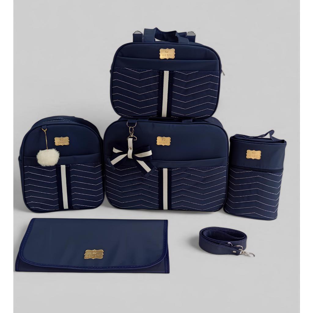 Kit Bolsa Maternidade com fita Menina/Menino Mala para recém nascido Kit de luxo 05 peças emperméavel Térmico Ayla Baby