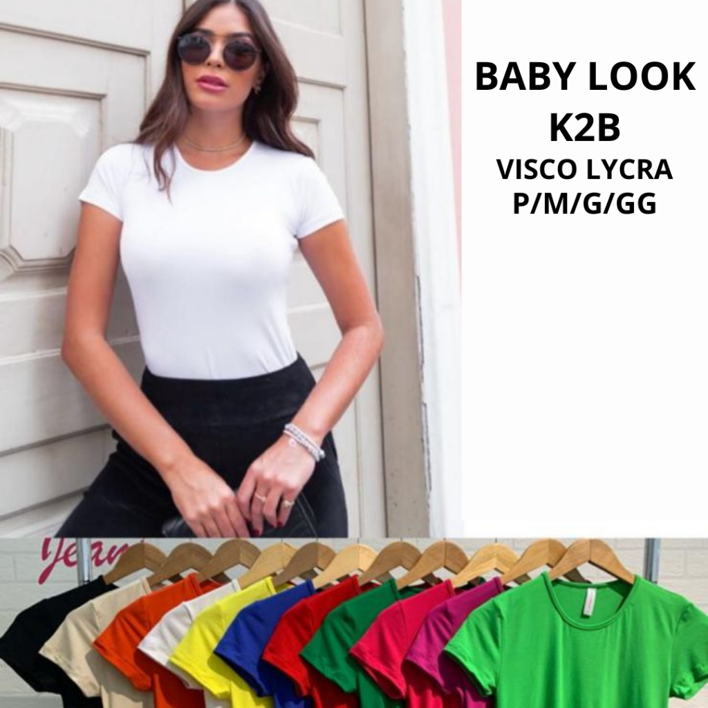 Blusa K2b Baby Look Envio 24h Gola Redonda Básica Camiseta Feminina Promoção Presente em Oferta na Shopee