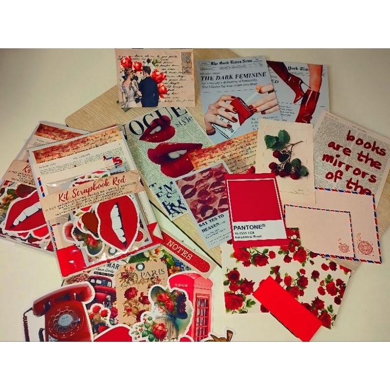 kit para Scrapbook e Bullet Jornal / Kit 31 Peças adesivas e papéis vintage / Papelaria Criativa