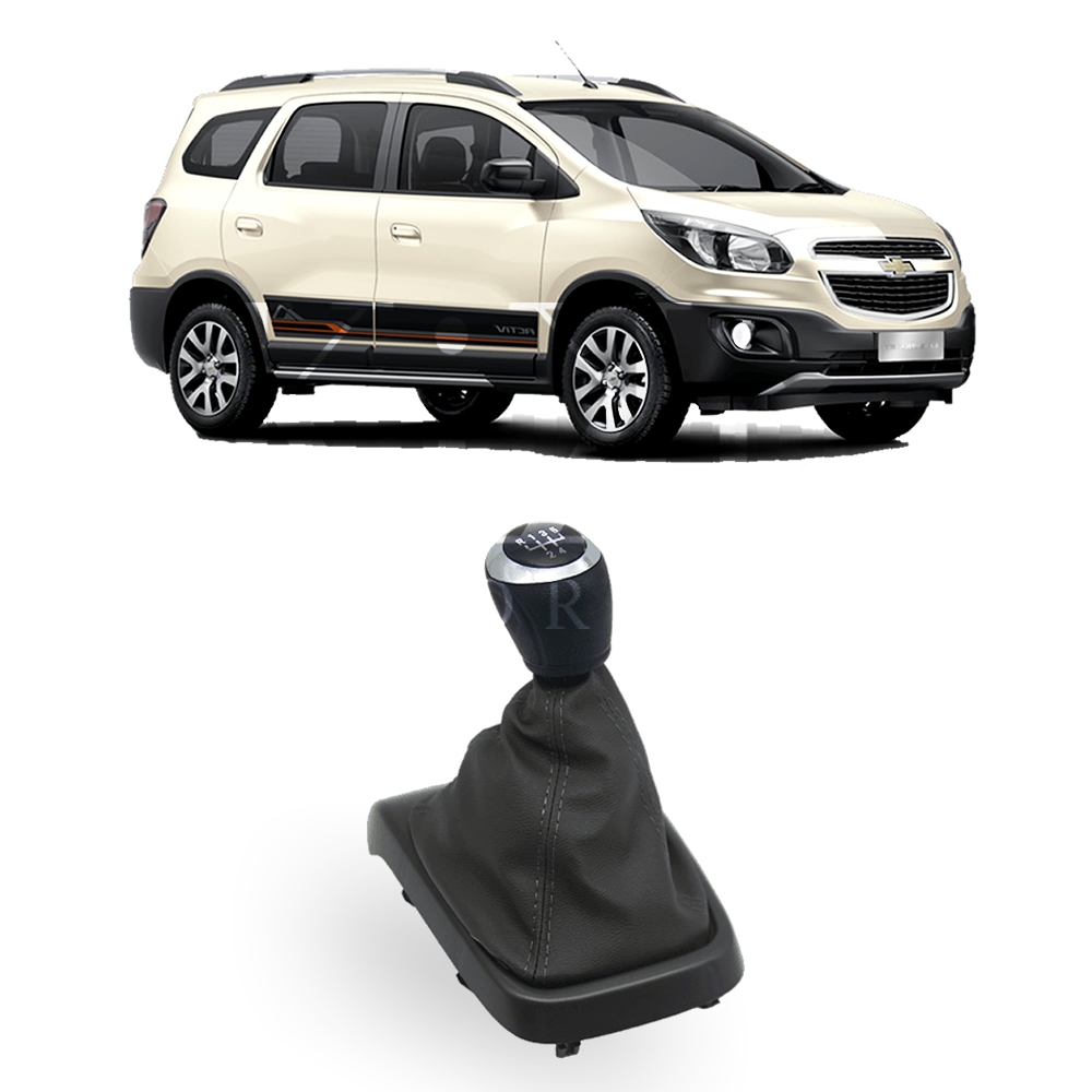 Kit Manopla e Coifa De Câmbio Spin 2013 a 2018 Couro Ecológico Premium