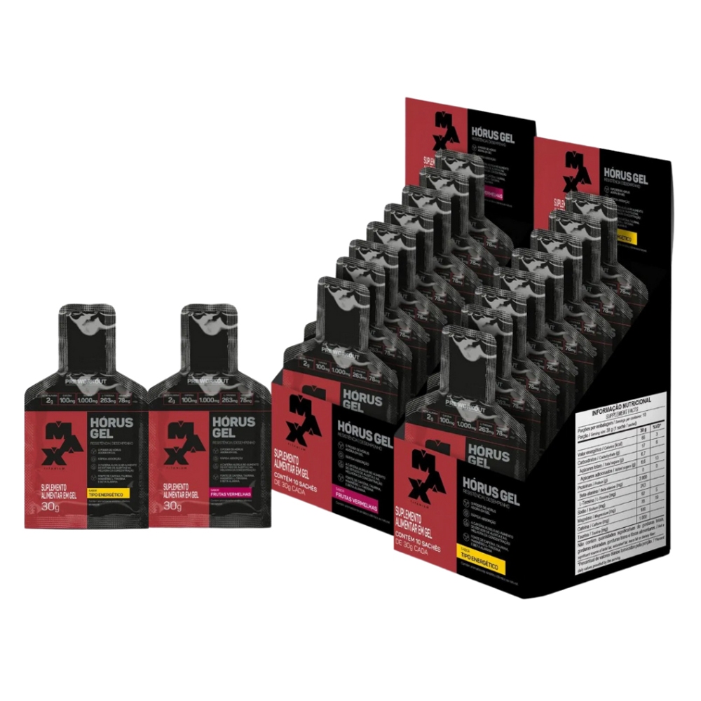 2x Pré Treino Horus Gel - Display com 10 Sachês de 30g - Max Titanium - Health
