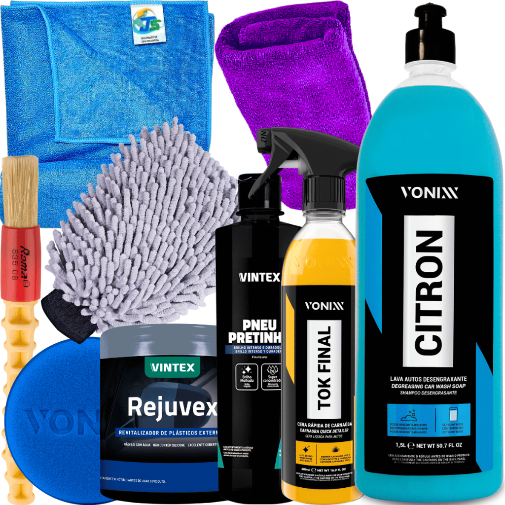 Kit Shampoo Cera Pretinho e Revitalizador de Plásticos Vonixx em Oferta na Shopee
