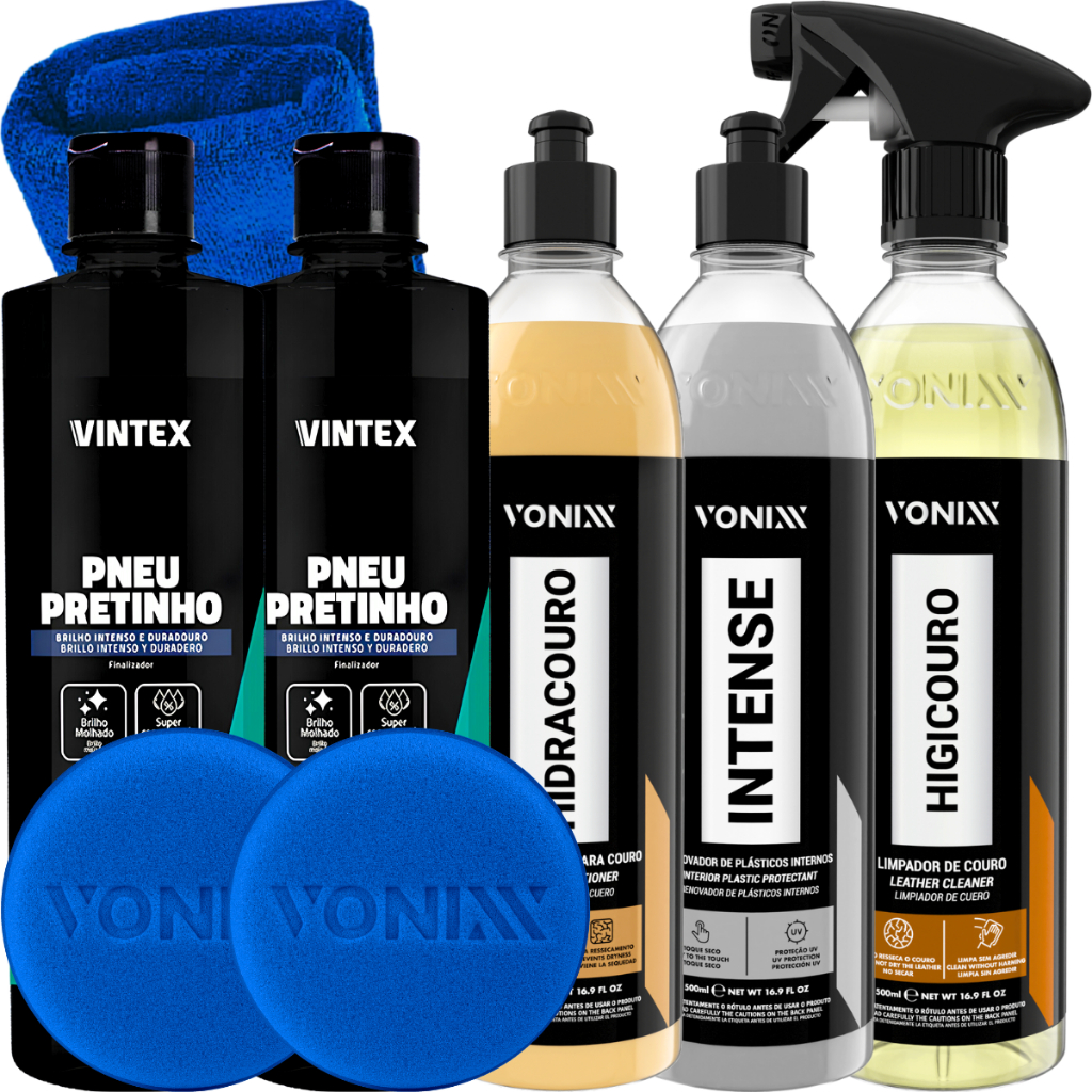 Kit Couro Higicouro Hidracouro Intense Pneu Pretinho Vonixx