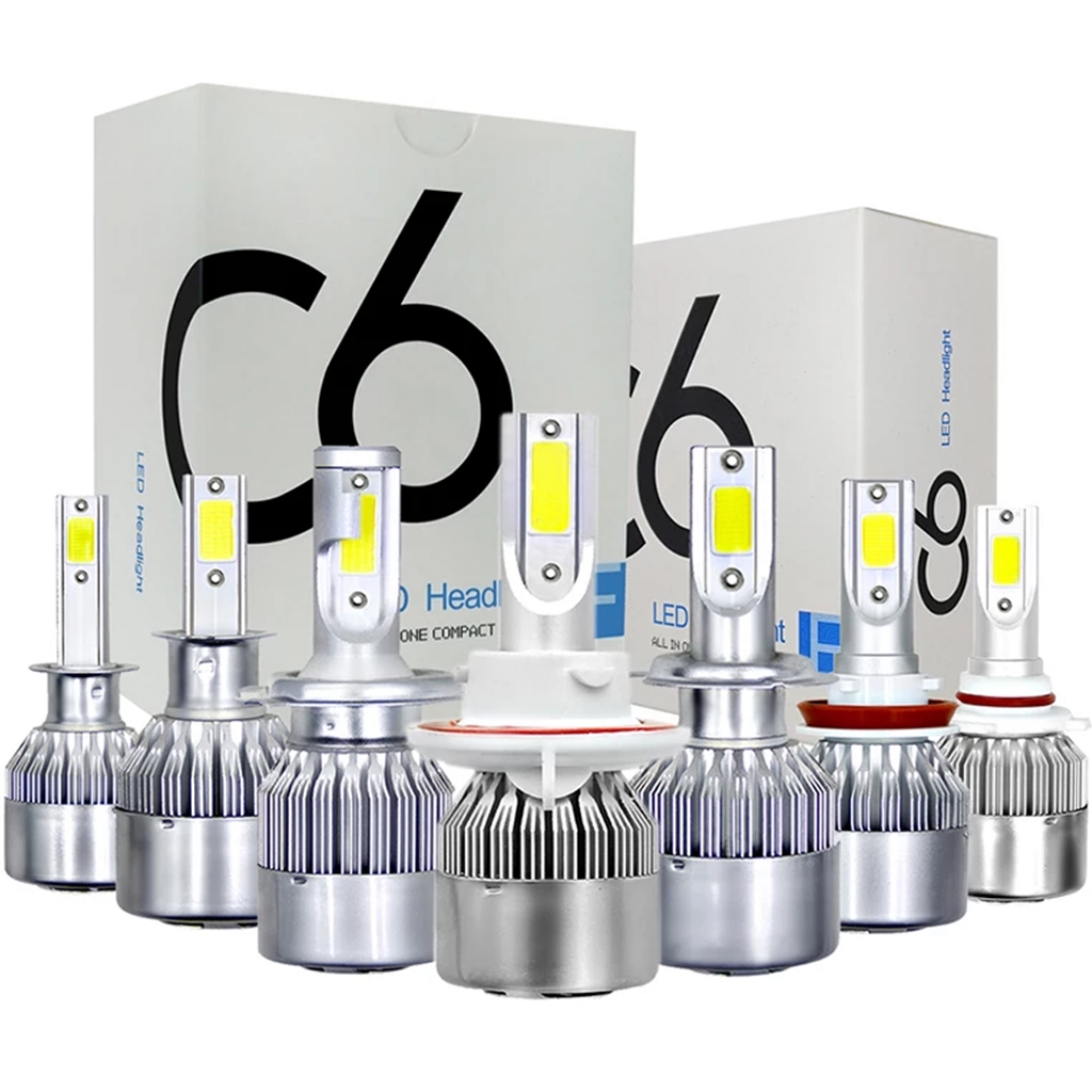 Par Lâmpadas Farol H4 H3 H1 H27 H16 9005 Super Led C6 6500k 7200 Lumens Alta Real