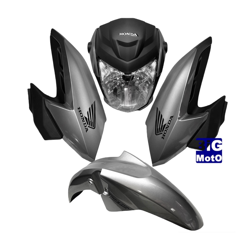 Kit CG Fan 160 2023 Prata Iron nai - Frente Fan 160 com aranha + Par Aba do tanque CG Fan 160 2022/2023/2024 com Complemento + Paralama dianteiro