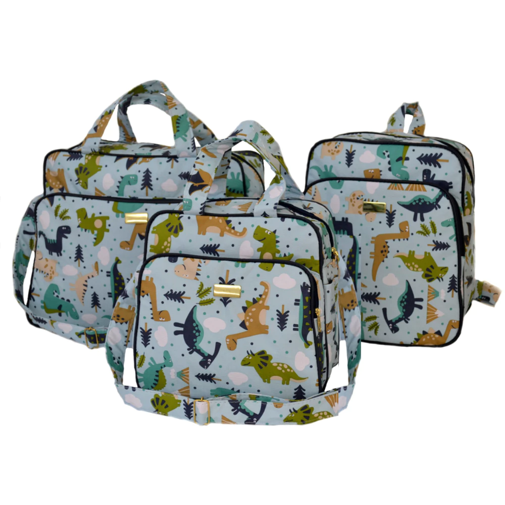 Kit Bolsa Maternidade Mala Bebê Enxoval Dinossauro 3 pçs