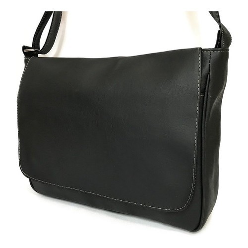 Bolsa Unissex Carteiro Pasta Tiracolo Masculino Couro Sintético Preto