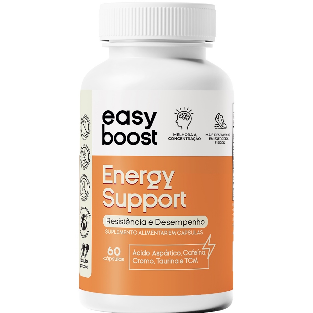 Energy Support Easy Boost, Cafeína Taurina Tcm Cromo 60 Caps