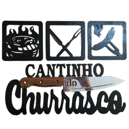 Placa Decorativa Cantinho Do Churrasco para Churrasqueira Área Gourmet com Acrílico Espelhado