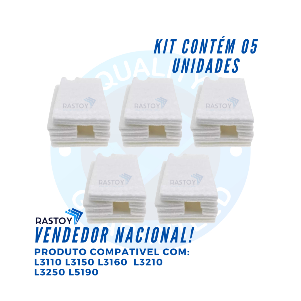 Kit 05 Feltro Almofada Esponja Absolvente Compatível Epson L3100 L3110 L3115 L3150 L3250 L5190 L5290