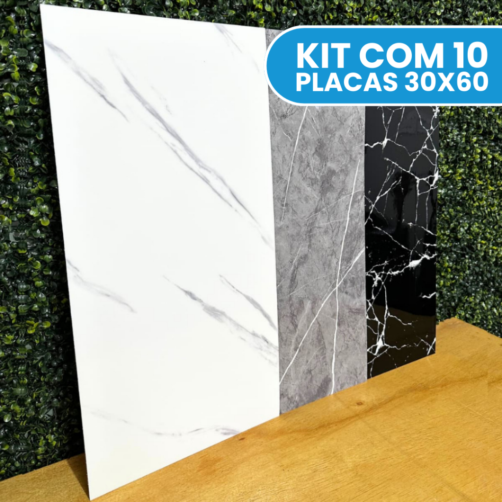 Kit Placas Adesivas Mármore Parede Autocolante Painel 3D Porcelanato 30X60 em Oferta na Shopee