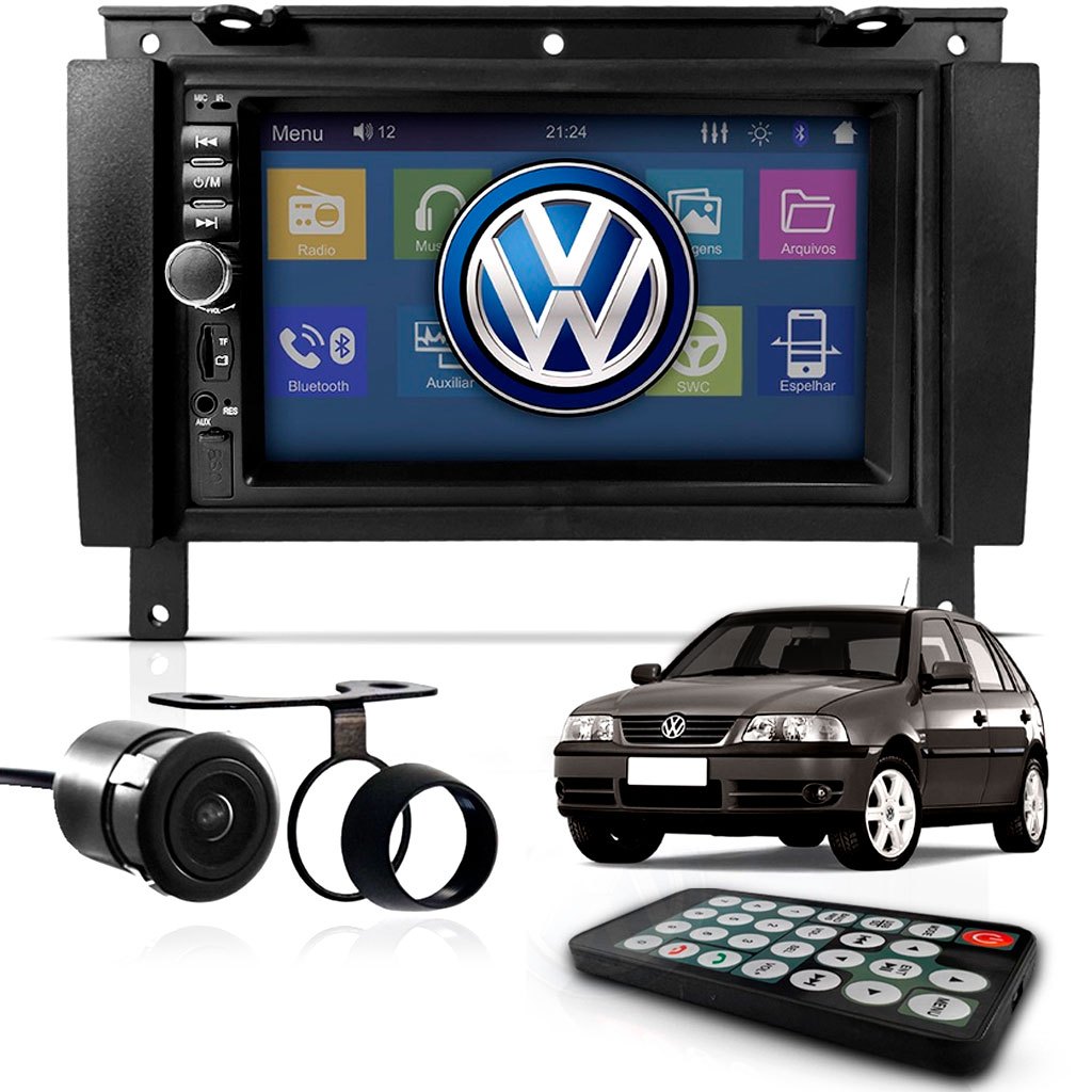 Kit Central Multimídia Gol G3 1999 a 2005 Mp5 2 Din Espelha Android Ios Moldura + Câmera Ré em Oferta na Shopee