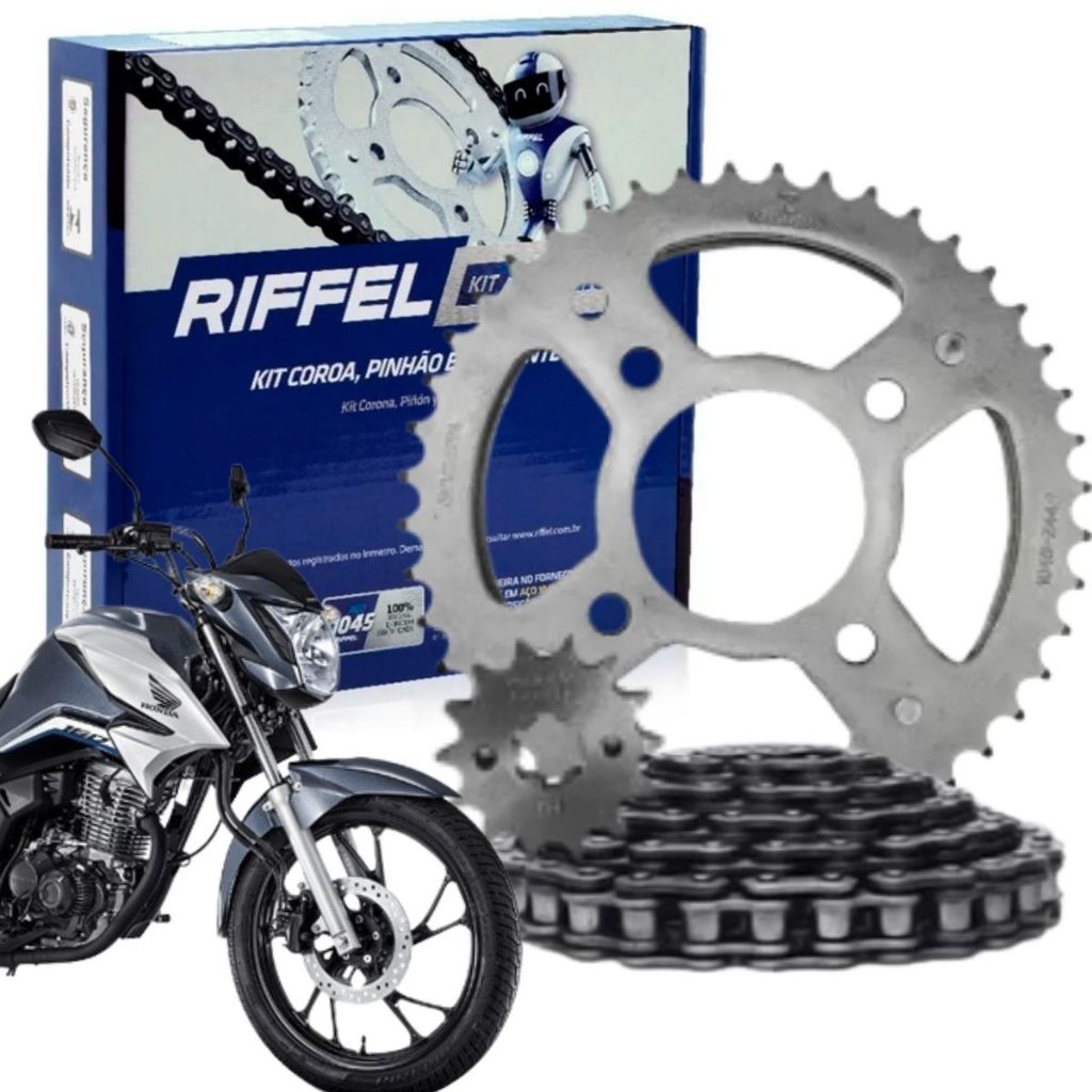 Kit Relação Tração Transmissão Honda Cg Titan Fan 160 2016 a 2025 Original Riffe