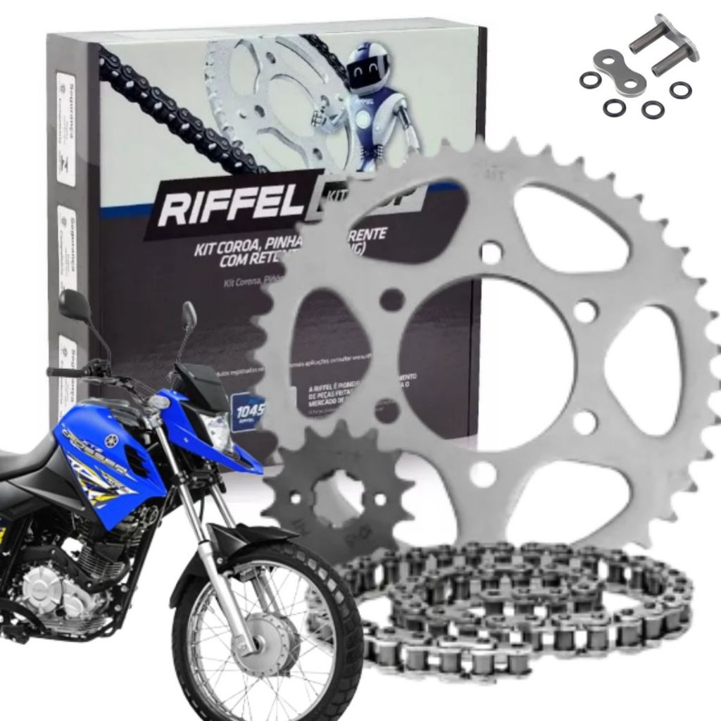 Kit Relacao Tracao Transmissao Yamaha Crosser 150 2014 2015 2016 2017 2018 A 2024 Original Riffel