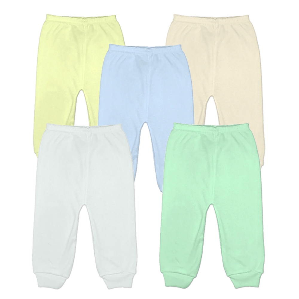 Kit Calça Mijão Liso 5 Peças Malha Pé Aberto Roupas de Bebê
