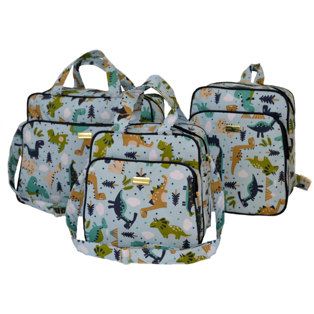 kit Bolsa Maternidade 3 peças Dinossauro passeio Enxoval em Oferta na Shopee