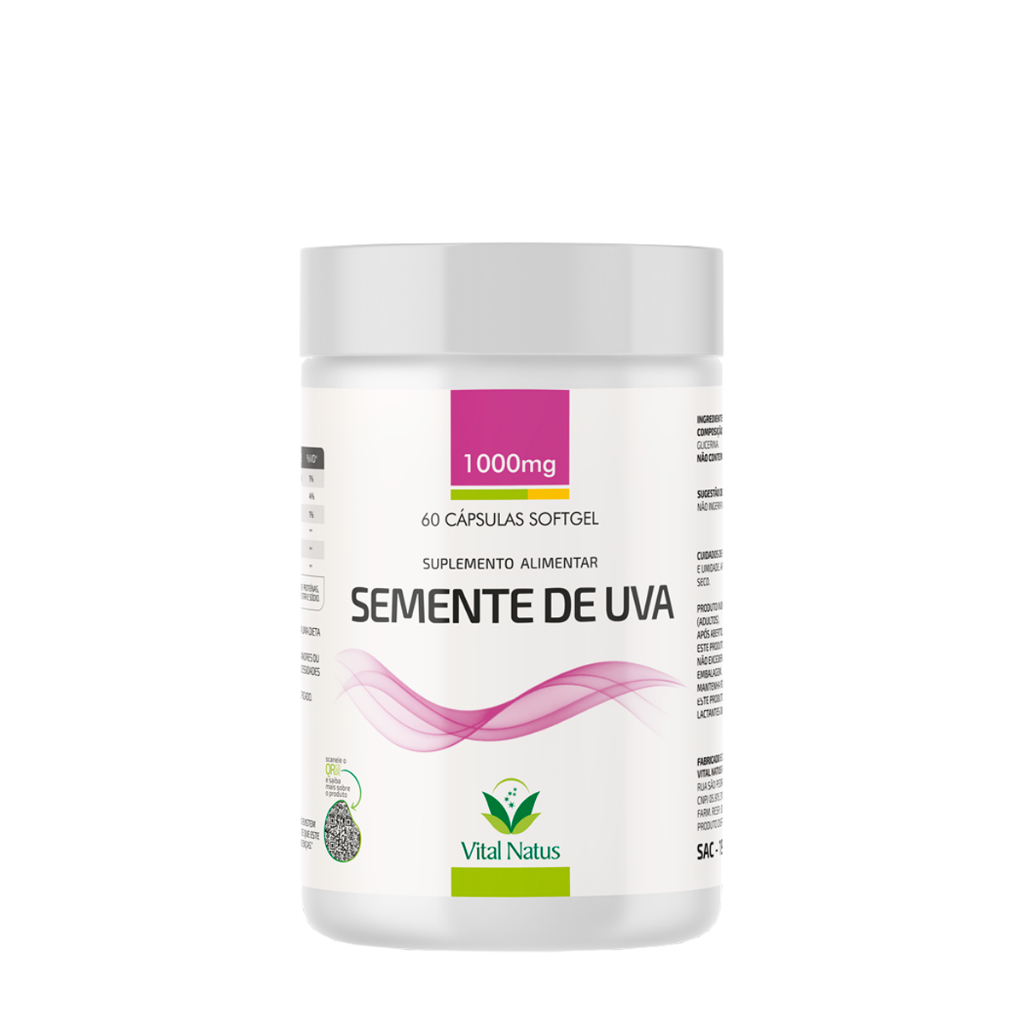 Oleo de Semente Uva - Rico Em Resveratrol 1000mg 60 Capsulas Sofgel