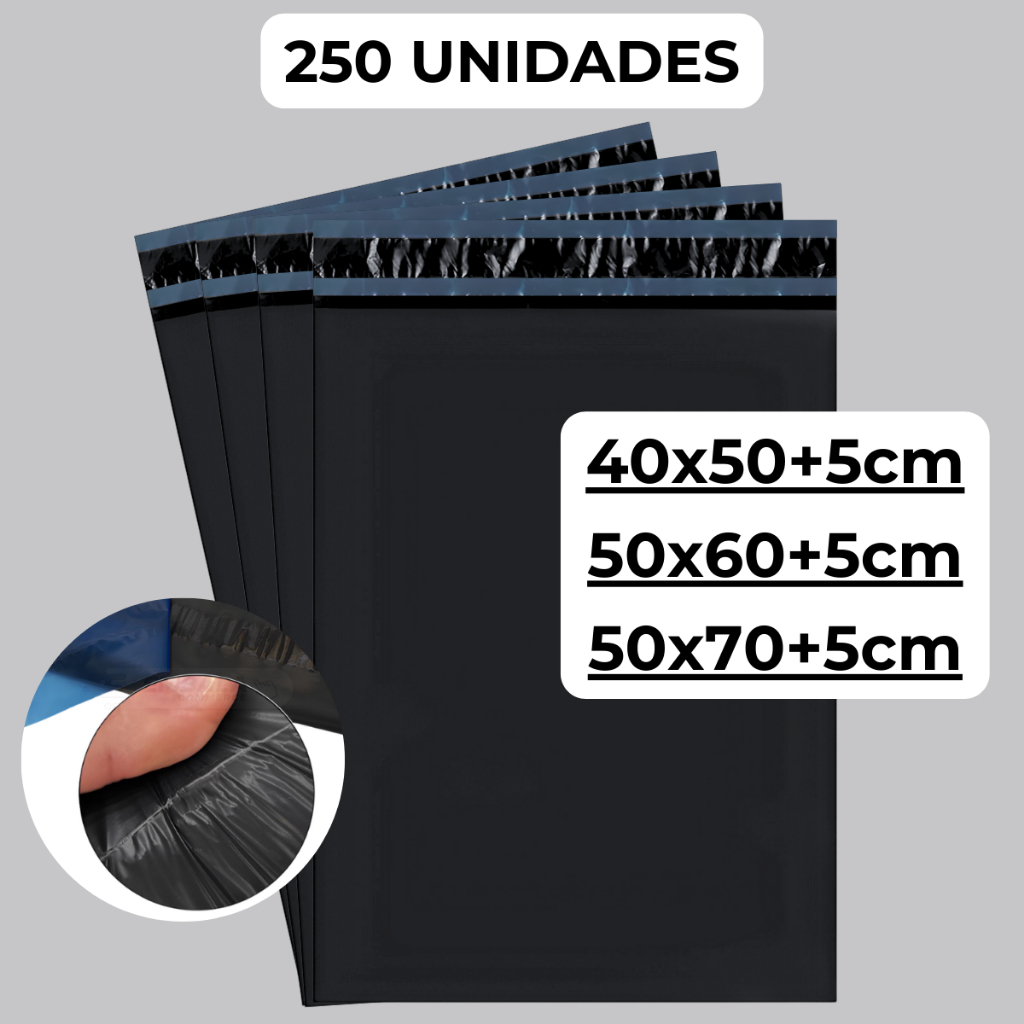 Envelope de Segurança 40x50cm Kit 250un Com Aba Adesiva Resistente Saco Correio Ecommerce