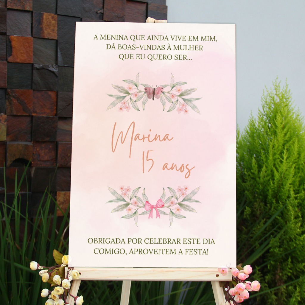 Detalhes do Placa 15 anos Hall entrada recepção aniversário Personalizada