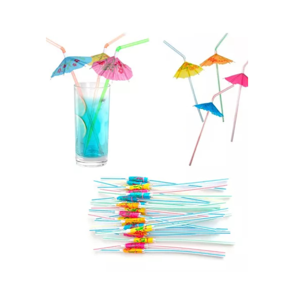 20-100 Guarda-Chuva Canudos Coloridos  Festas Temáticas De Praia Decoração De Coquetel em Oferta na Shopee