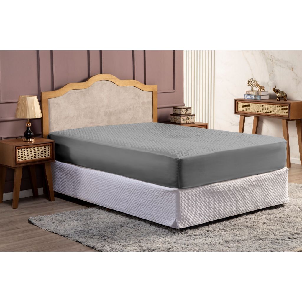 Protetor de Colchão King Size 100% Impermeável + 2 Protetor de Travesseiro Impermeável COR CINZA