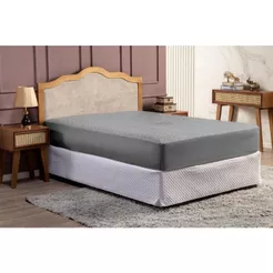 Protetor de Colchão King Size 100% Impermeável + 2 Protetor de Travesseiro Impermeável COR CINZA