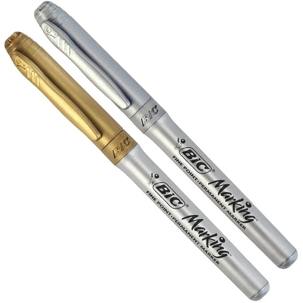 MARCADOR PERMANENTE BIC FINE METALLIC  (DOURADA E PRATA) em Oferta na Shopee