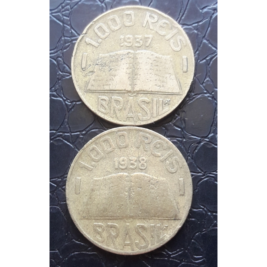 Moeda 1000 Réis 1937 e 1938 Anchieta.