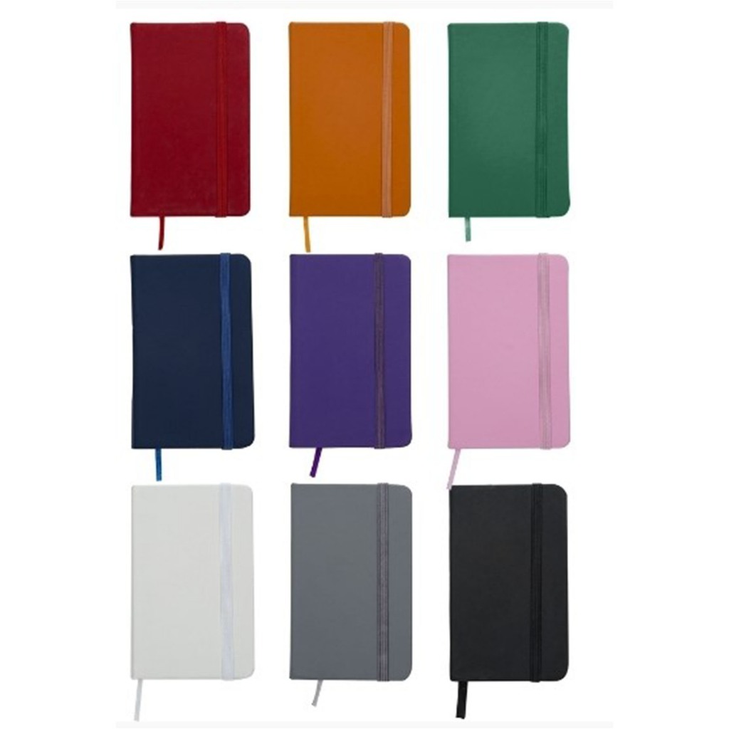 Caderneta Tipo Moleskine Personalizada Papel Pólen Natural 80g A5 - Capa Com Tinta Branca Especial - Brinde Corporativo